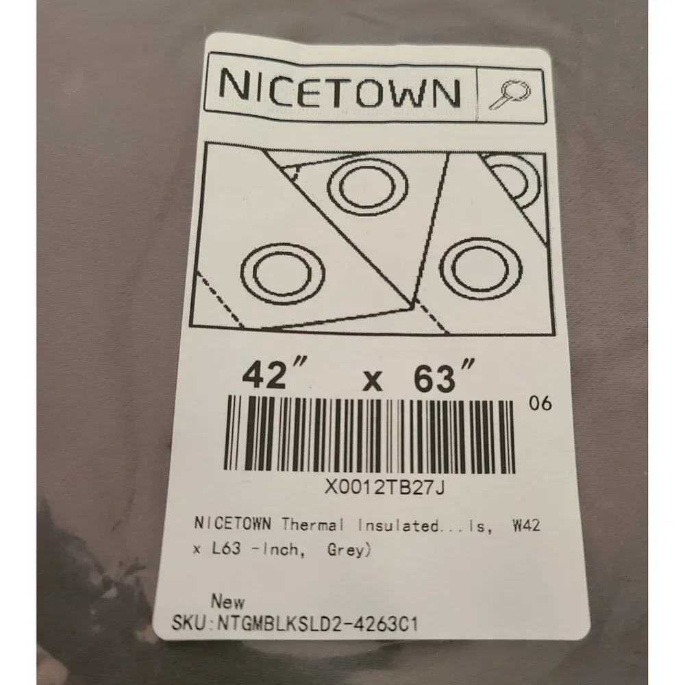 NICETOWN Thermal Insulated Blackout Window Curtain- (Grey Color) W42 X L63